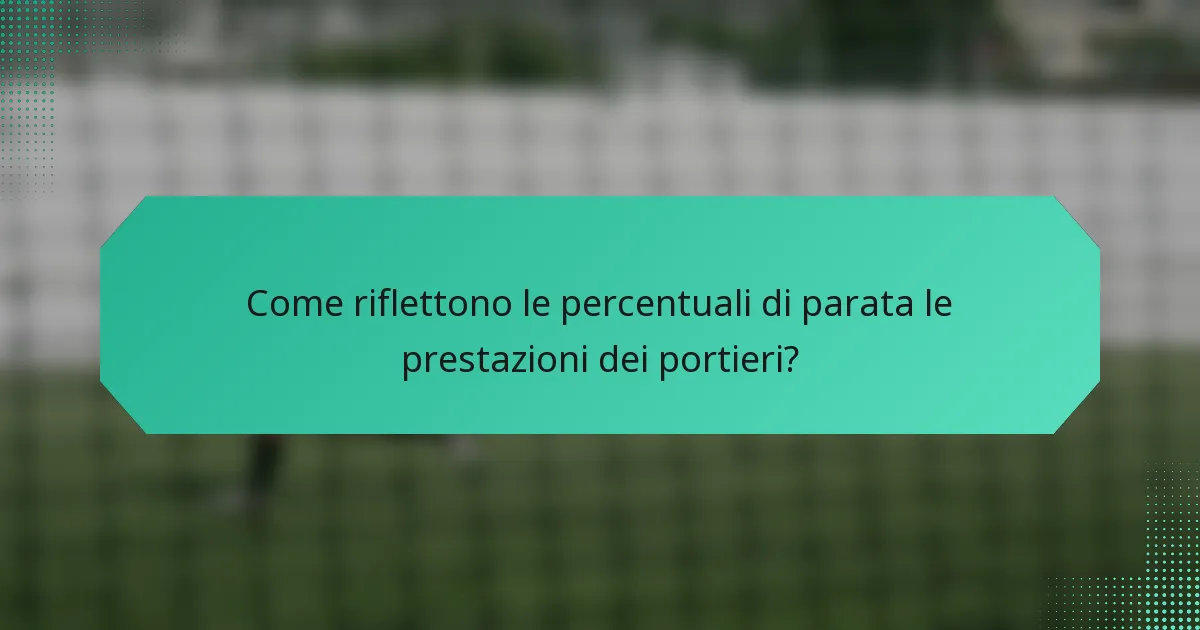Come riflettono le percentuali di parata le prestazioni dei portieri?