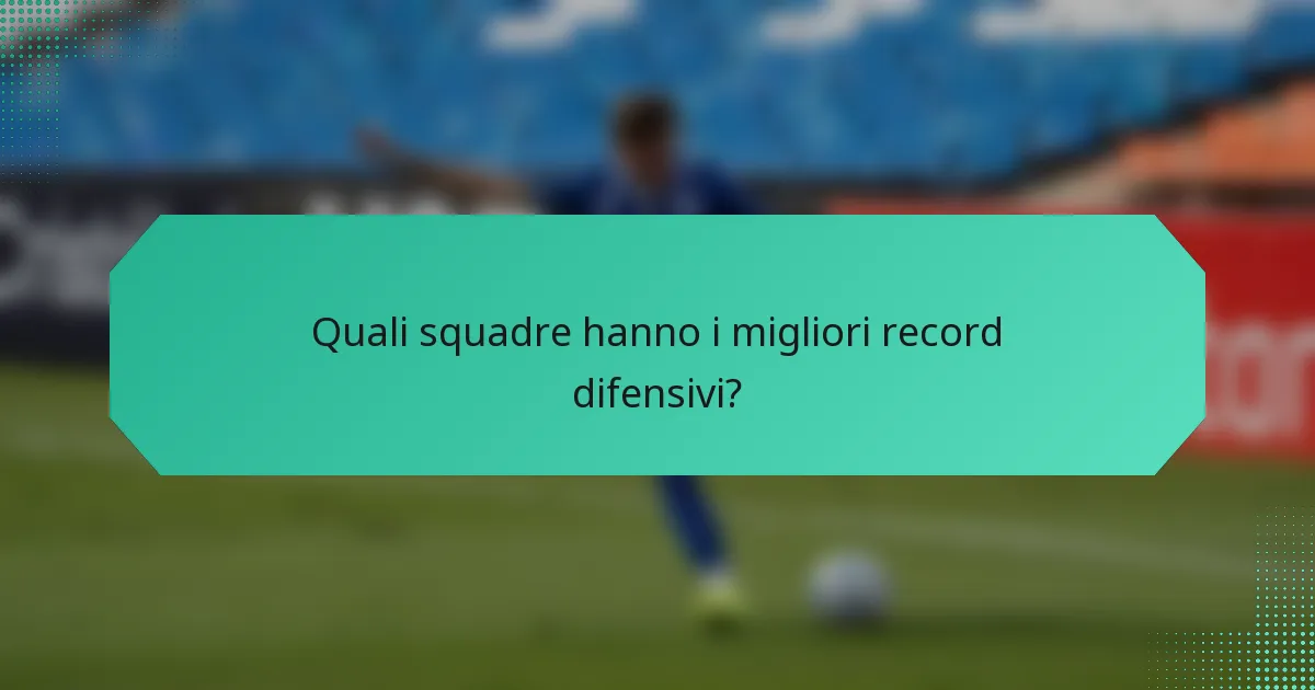 Quali squadre hanno i migliori record difensivi?