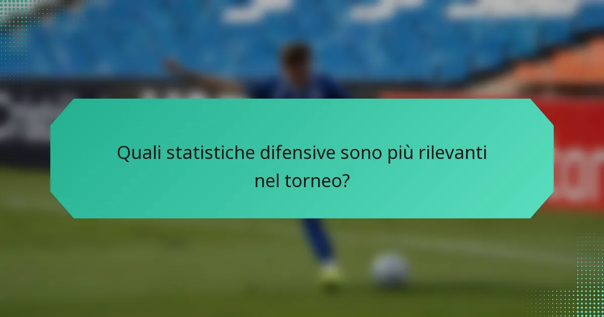 Quali statistiche difensive sono più rilevanti nel torneo?